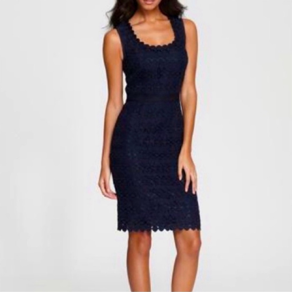 Tory Burch Ginevra Blue Crochet Lace Dress - 0